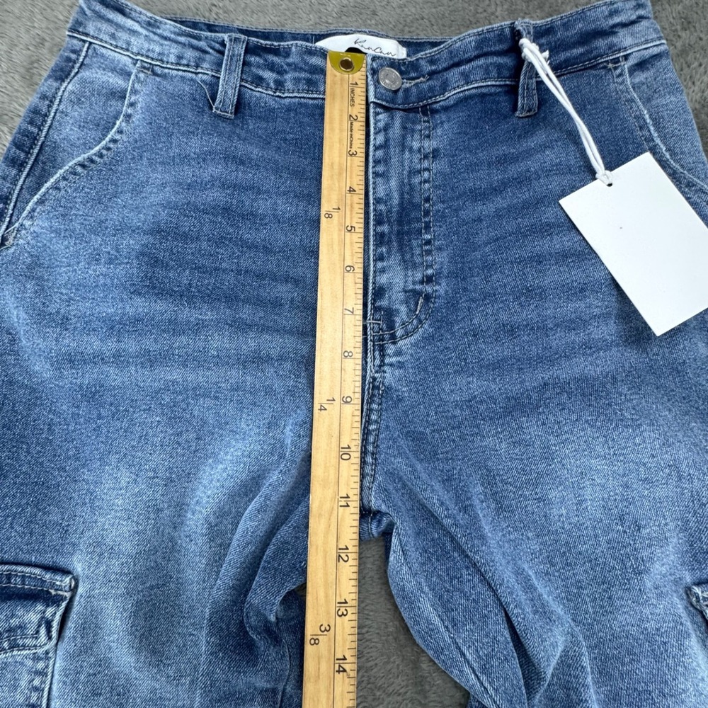 Kancan Womens Jeans Size 28 W9 High Rise Flare Cargo‎ Denim Blue - Picture 10 of 16